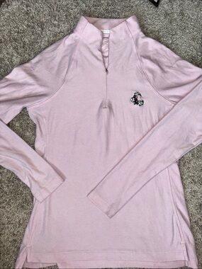 Peter Millar Pink Long-Sleeve 1/4 Zip Pullover with Pinehurst Cradle Floral Logo